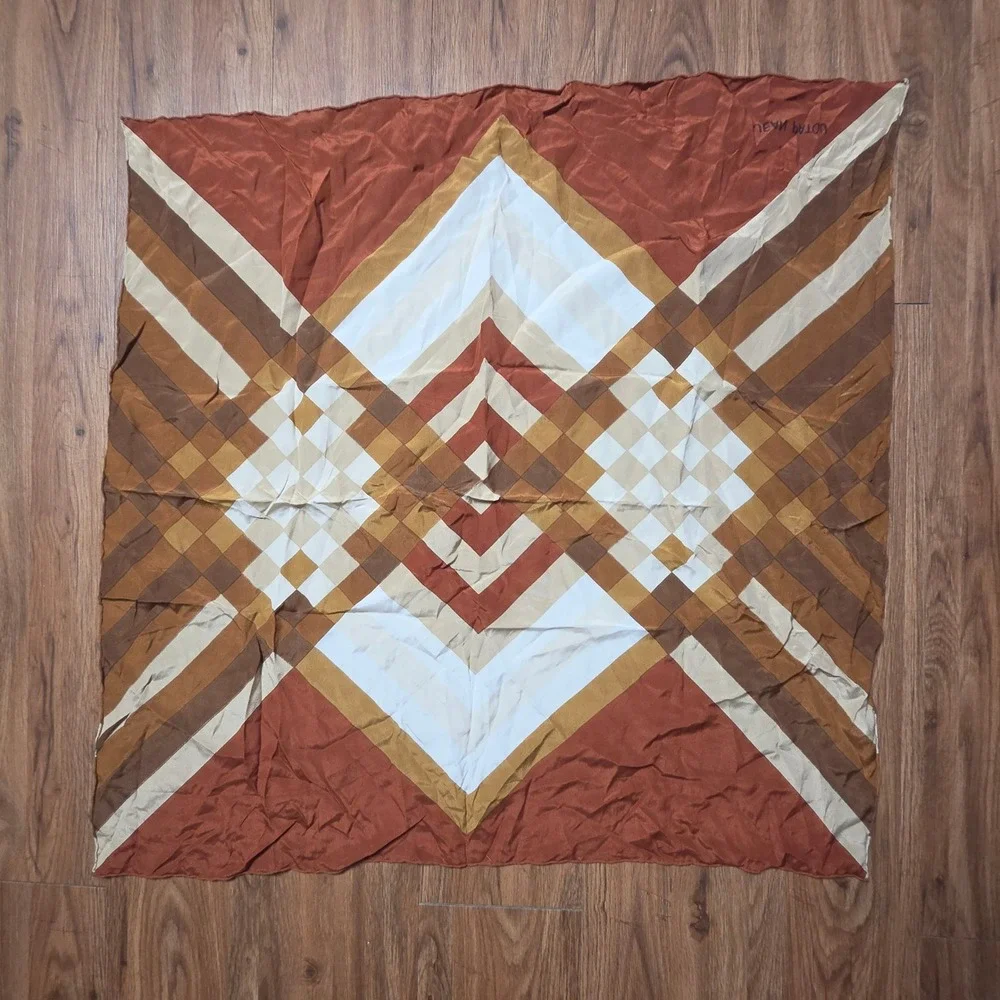 Vintage Jean Patou Silk Square Scarf 30x30 Geometric Diamond Old Money Luxury